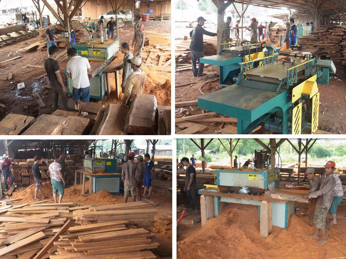 方木多片鋸150型機(jī)械&nbsp;柬埔寨上丁省&nbsp;現(xiàn)場(chǎng)加工紅木