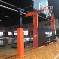 廣東單臂固定式籃球架 籃球架主體金屬結構部分默認黑色粉末噴涂